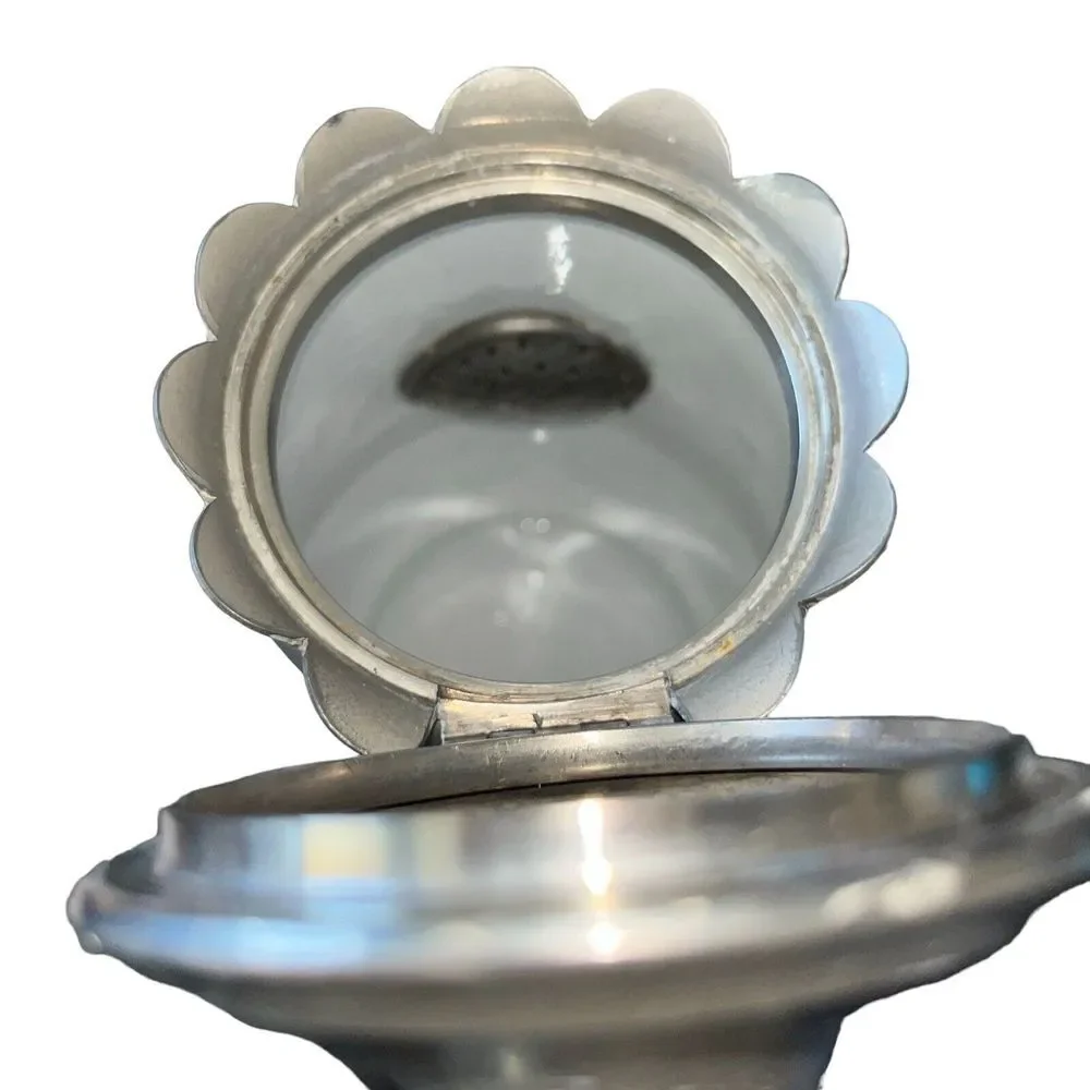 Antique manning & Bowman Graniteware Enameled‎ Coffee Pot w Pewter.